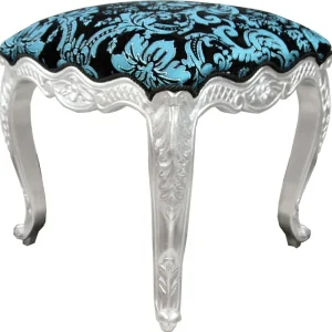 Beliebt Pompöös by Casa Padrino tabouret baroque de luxe angulaire turquoise motif noir / argent - tabouret baroque pompööser conçu par Harald Glööckler
