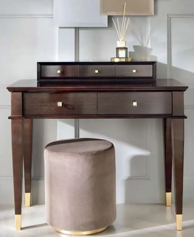 Sofort Bestellen Casa Padrino table de maquillage néoclassique de luxe avec 5 tiroirs marron / or 100 x 50 x H. 81 cm - Mobilier Art Déco