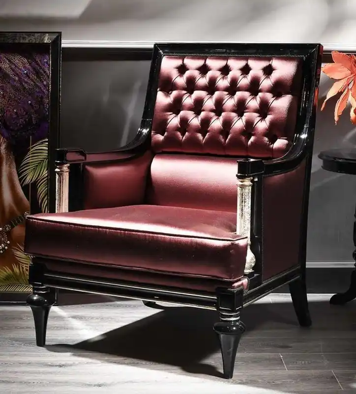 Casa Padrino fauteuil de salon baroque de luxe en cuir bordeaux rouge / noir / argent 76 x 75 x H. 104 cm - Mobilier Baroque Meistverkauft