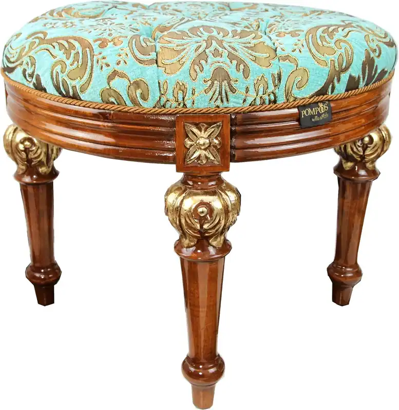 Tabouret baroque de luxe Pompöös by Casa Padrino rond motif rouge / or marron - Tabouret baroque Pompööser conçu par Harald Glööckler Bestseller