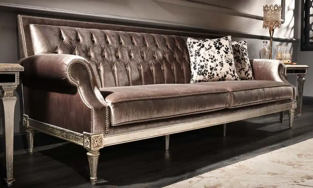 Garantierte Lieferung Casa Padrino canapé de salon baroque de luxe en velours rose / argent antique 250 x 88 x H. 100 cm - Noble et Magnifique