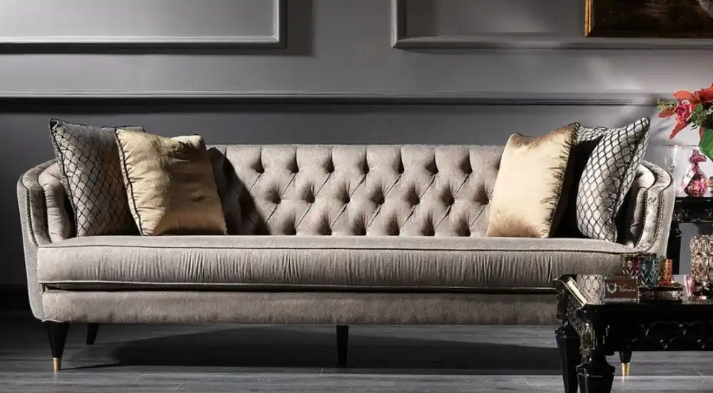 Casa Padrino canapé baroque de luxe gris / noir / or 231 x 94 x H. 83 cm - Mobilier de Salon Baroque Top-Preis