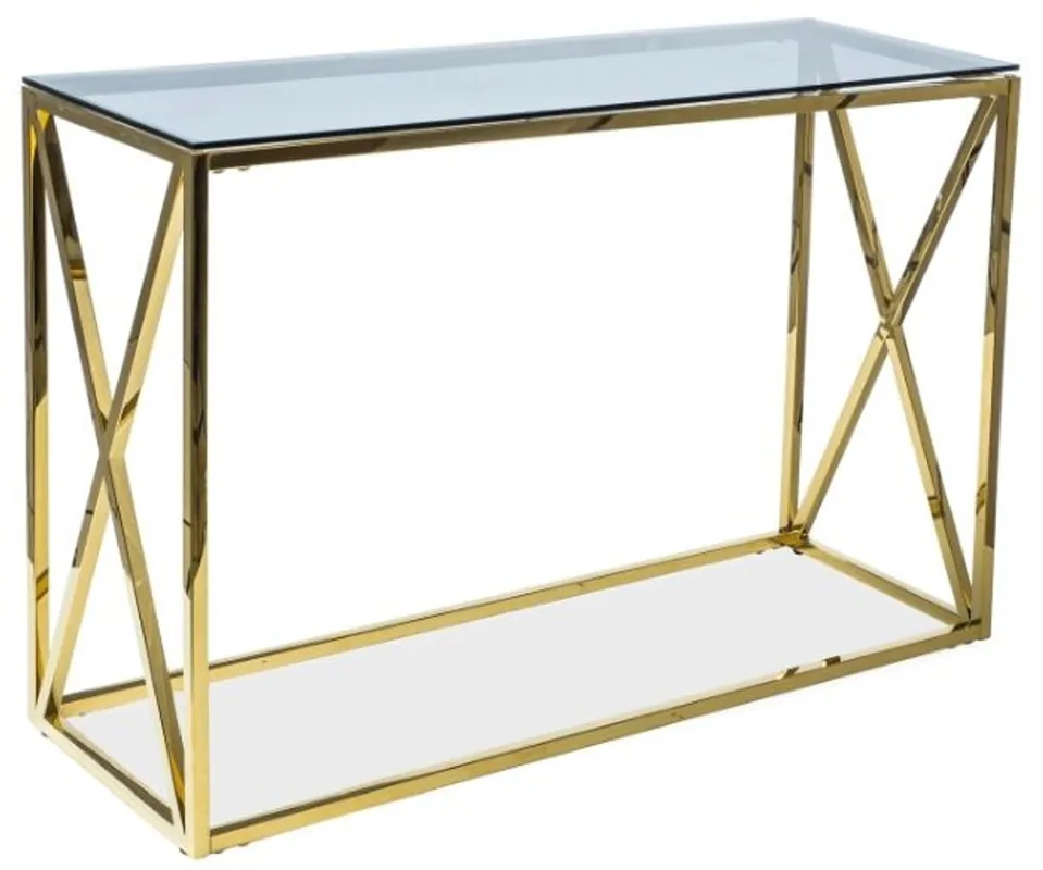 Direktkauf Casa Padrino console de luxe or / gris 120 x 40 x H. 78 cm - Table console en acier inoxydable avec plateau en verre - Mobilier de Luxe
