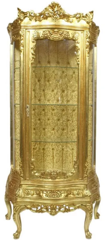 Preisreduziert Casa Padrino vitrine baroque or 80 x 40 x H. 200 cm - Vitrine baroque ornée avec porte en verre et belles décorations - Mobilier Baroque
