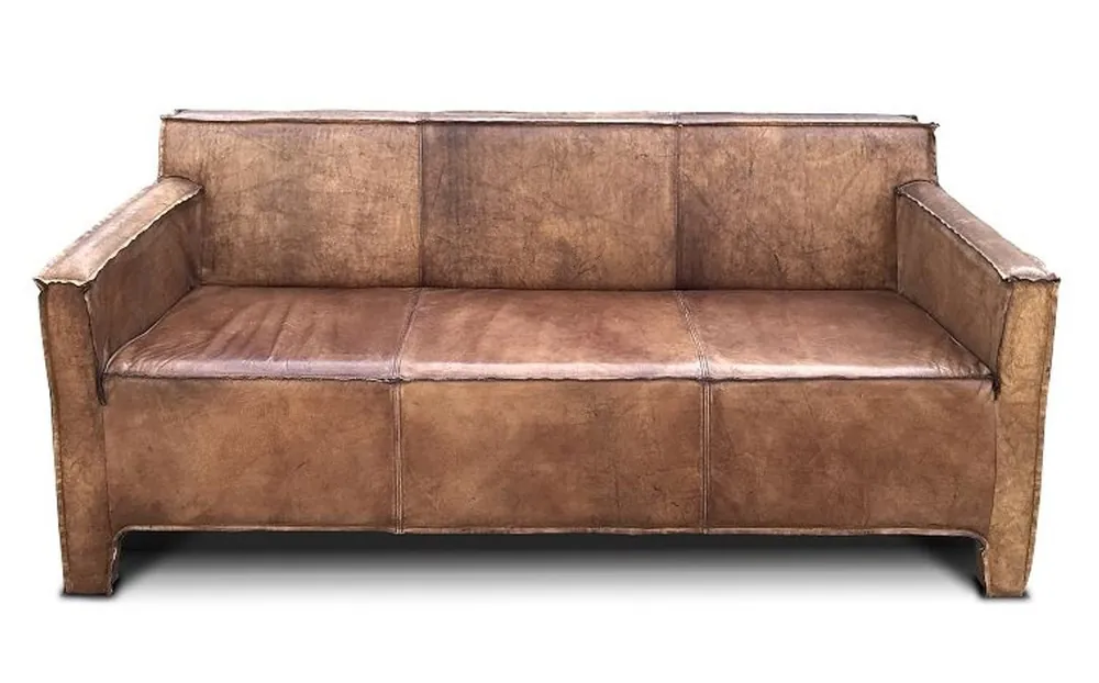 Casa Padrino Canapé lounge en cuir véritable luxe vintage marron 185 cm - Canapé de salon en cuir de luxe en cuir de buffle Neue Kollektion
