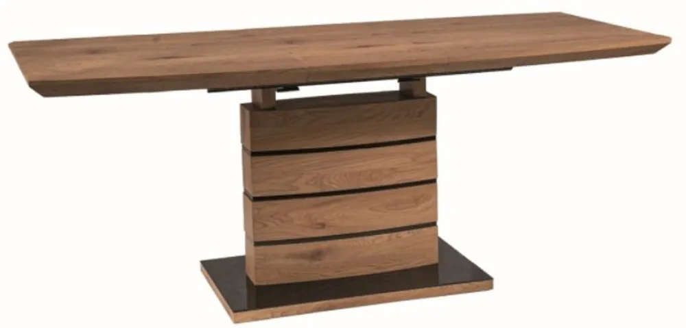 Casa Padrino table à manger de luxe en chêne marron / noir 140-180 x 80 x H. 76 cm - Table extensible de salle à manger - Mobilier de Salle à Manger Preiswert
