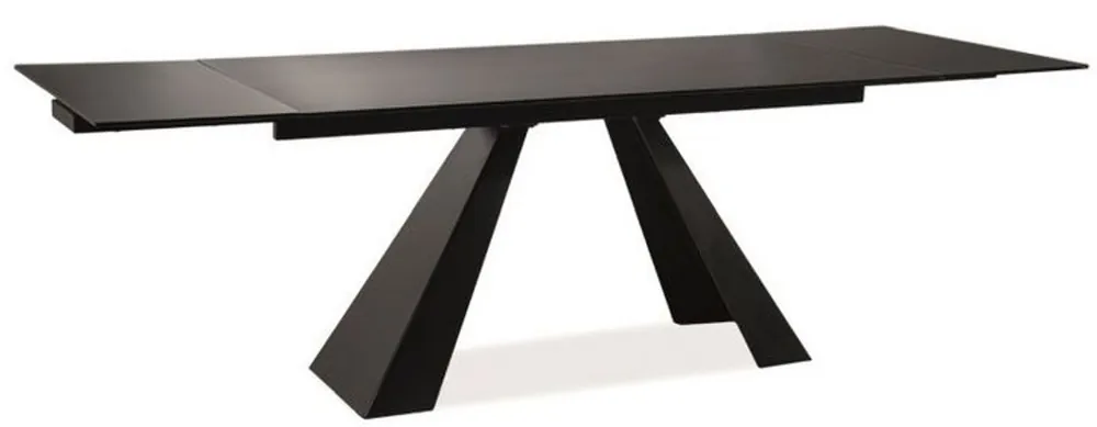 Casa Padrino table à manger design noir mat 160-240 x 90 x H. 76 cm - Table extensible de salle à manger avec plaque de verre trempé - Meubles Design Beliebt