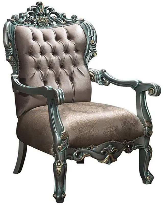 Casa Padrino fauteuil baroque de luxe gris / vert / or 80 x 90 x H. 122 cm - Fauteuil de salon orné avec strass - Mobilier Baroque Schneller Versand