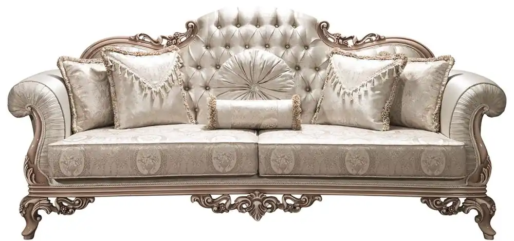 Kracherpreis Casa Padrino canapé baroque de luxe avec strass et oreillers décoratifs argent / crème / beige 230 x 90 x H. 110 cm - Somptueux Canapé de Salon