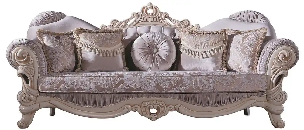 Casa Padrino canapé de salon baroque de luxe avec strass et oreillers décoratifs lilas / crème / beige 230 x 85 x H. 110 cm - Noble et Somptueux Geprüft