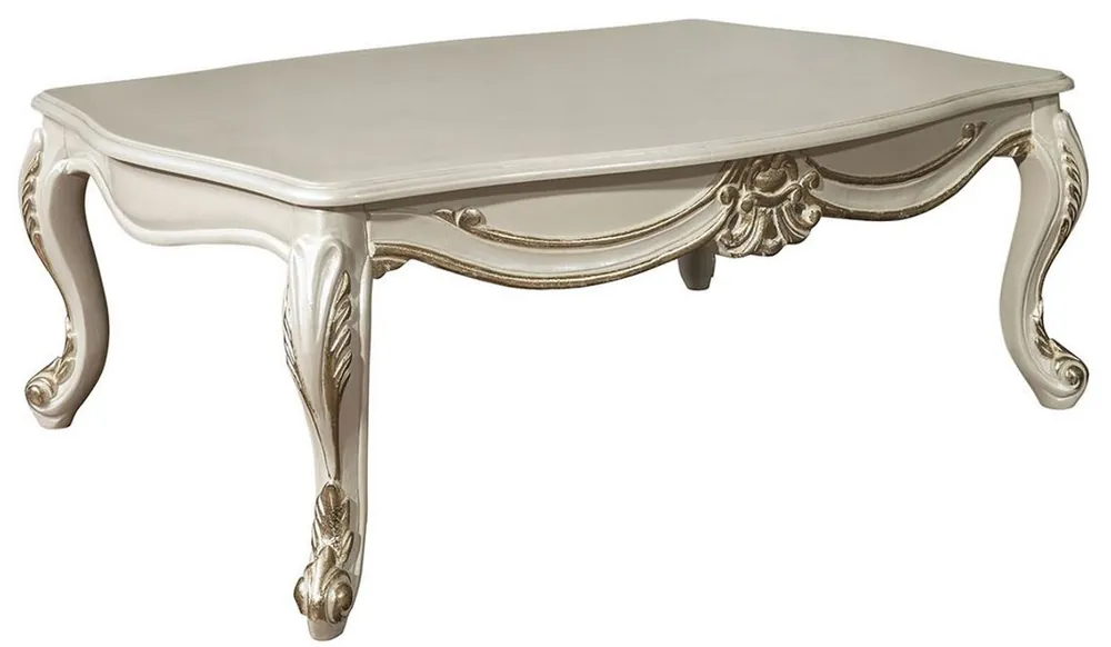 Casa Padrino table de salon baroque de luxe crème / or 110 x 85 x H. 45 cm - Table basse en bois massif noble de style baroque - Mobilier de Salon Baroque Meistverkauft
