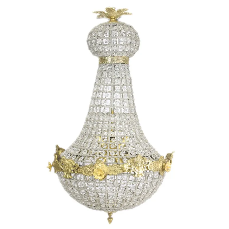 Lustre baroque doré avec cristaux de verre 50 x H 90 cm style ancien - lustre de meuble lustre lampe suspendue lampe suspendue Direktkauf