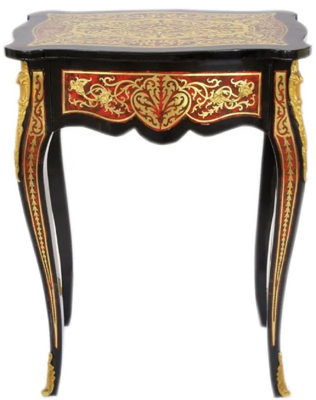 Casa Padrino table d'appoint baroque avec tiroir et belles décorations noir / rouge / or - Meubles Baroques Begrenztes Angebot