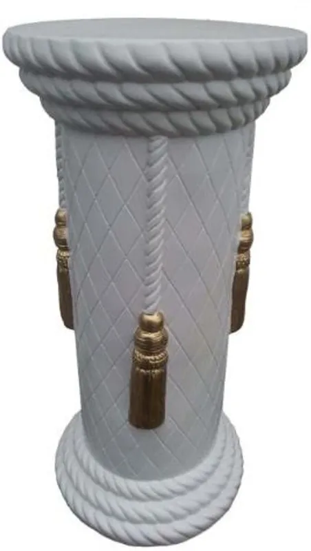 Begrenztes Angebot Casa Padrino pilier baroque blanc / or H. 76 cm - Pilier décorative ronde en résine synthétique magnifique - Accessoires Décoratifs de Style Baroque