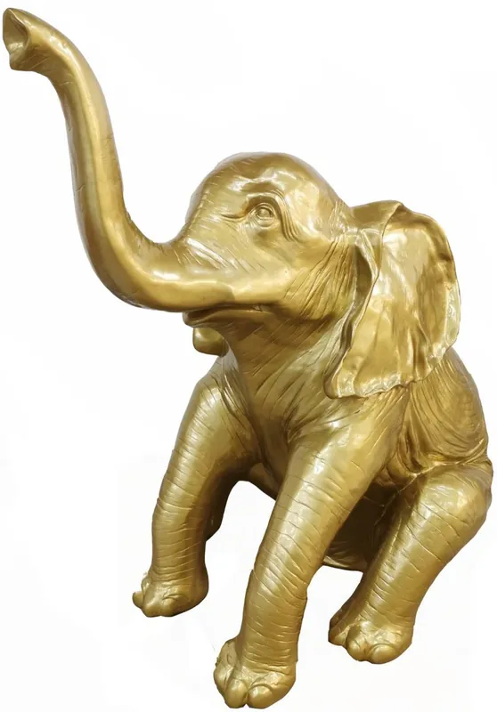 Rabatt Casa Padrino sculpture décorative design éléphant assis or H. 140 cm - Figurine animalière décorative - Immense Figurine de Décoration de Jardin