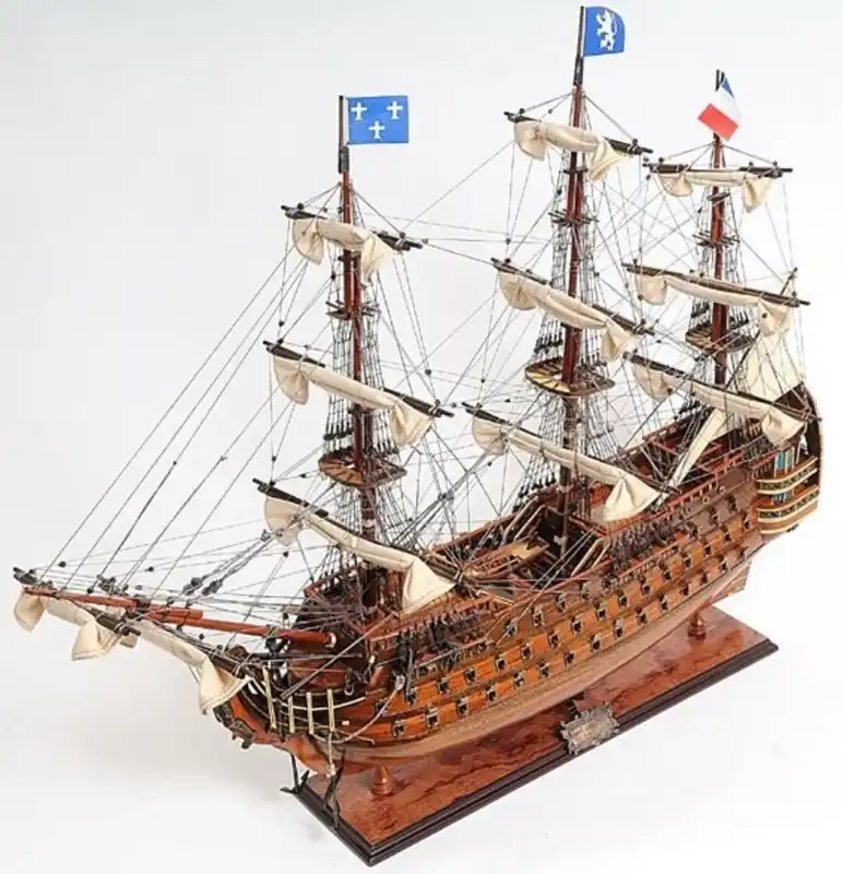 Casa Padrino vaisseau amiral de luxe Royal Louis avec support en bois massif marron 94 x 30,5 x H. 91,4 cm - Bateau à Voile Navire Bateau en Bois Décoratif Fait Main Neuheit