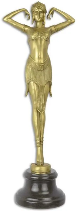 Kracherpreis Casa Padrino sculpture en bronze de luxe danseur égyptien or / noir 17,6 x 12,6 x H. 49,2 cm - Sculpture en bronze avec socle en marbre - Accessoires Décoratifs