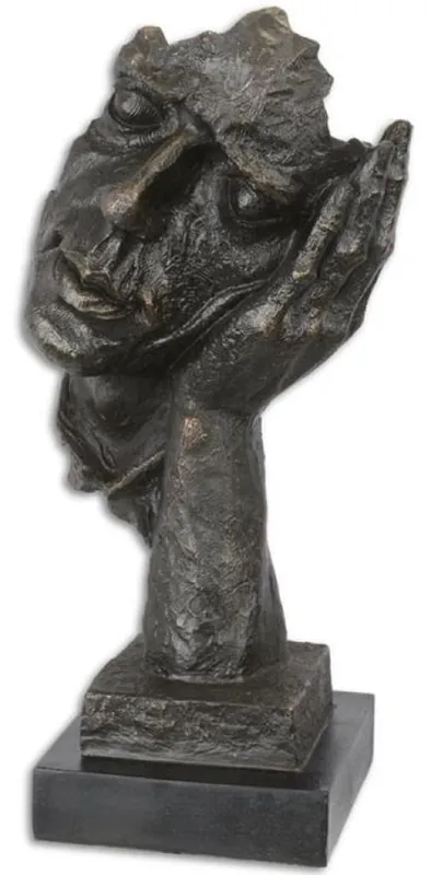 Beliebt Casa Padrino sculpture design en résine visage repose main bronze / noir 15 x 12,5 x H. 32,3 cm - Figurine décorative - Décoration de bureau - Accessoires décoratifs