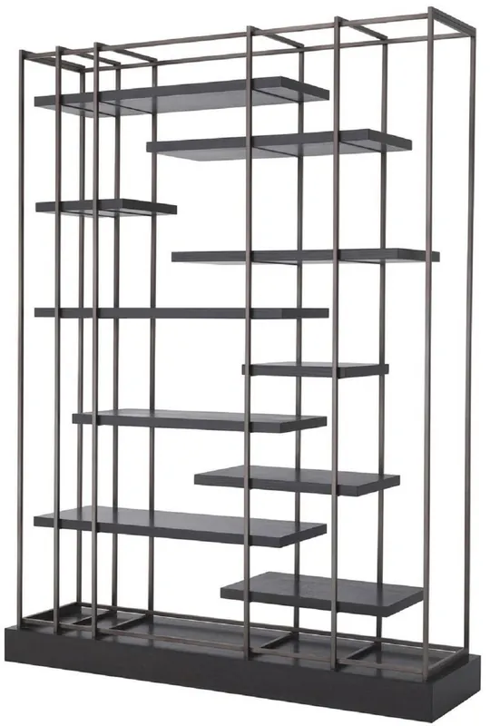 Letzte Chance Casa Padrino armoire étagère de luxe noir / bronze 166 x 45 x H. 222 cm - Armoire de Livres - Armoire de Salon - Armoire de Bureau