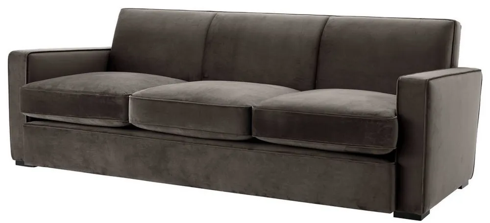 Abverkauf Casa Padrino canapé de salon de luxe en velours gris / noir 229 x 94 x H. 82 cm - Meubles de Salon de Luxe