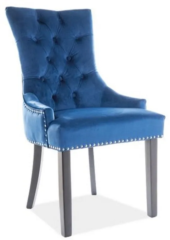 Beliebt Casa Padrino chaise de salle à manger Chesterfield de luxe bleu / argent / noir 55 x 45 x H. 99 cm - Chaise de cuisine en velours - Meubles de Salle à Manger