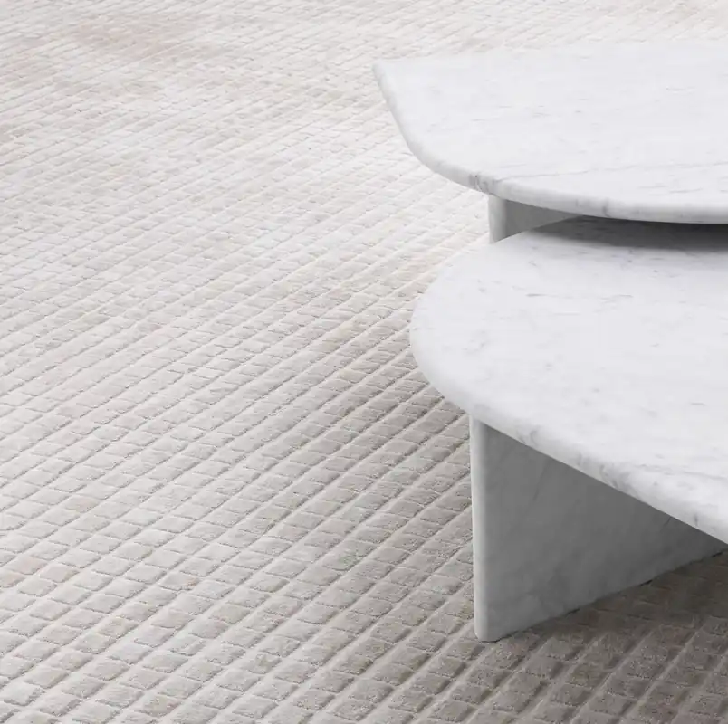 Direkt Vom Hersteller Casa Padrino tapis de salon de luxe sable argenté 200 x 300 cm - Tapis tissé à la main rectangulaire moderne en viscose - Qualité de Luxe