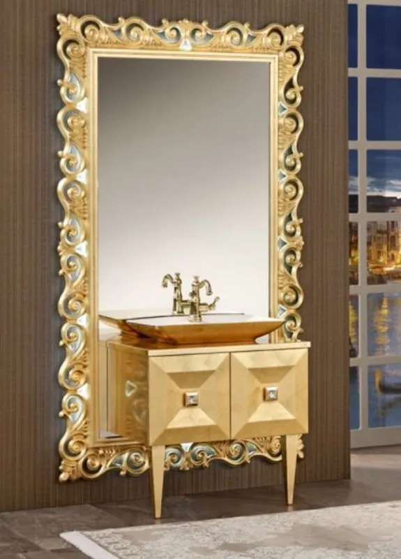 Top-Angebot Casa Padrino ensemble de salle de bains baroque de luxe or - Table de Lavage avec Lavabo et Miroir Mural - Meubles de Salle de Bain Ornés de Style Baroque