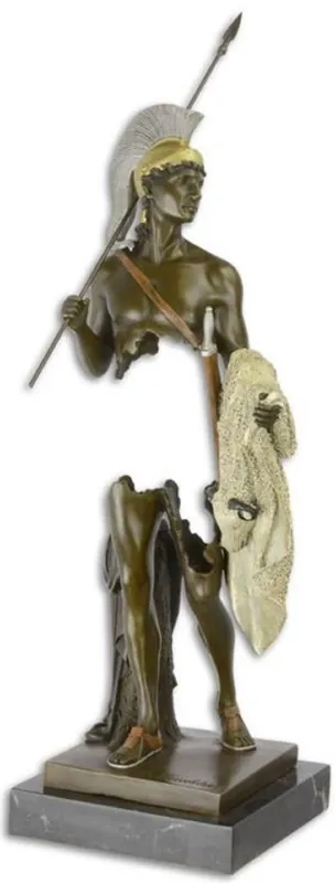 Casa Padrino sculpture en bronze de luxe romaine avec molleton doré bronze / or / noir 16,2 x 16 x H. 44,6 cm - Sculpture en bronze avec socle en marbre - Accessoires Décoratifs Neuheit
