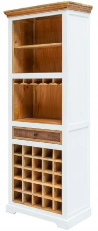 Casa Padrino armoire à vin style campagnard blanc / naturelle 72 x 40 x H. 196 cm - Armoire bar en bois massif fait main - Meuble Bar en Style Campagnard Jetzt Kaufen