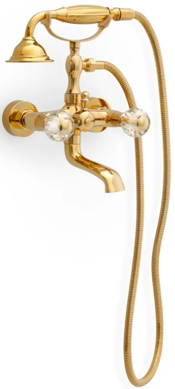 Casa Padrino mitigeur de baignoire Art nouveau de luxe avec tuyau et douchette or - Robinetterie de Baignoire avec Verre en Cristal - Accessoire de Bain Nostalgic Sonderangebot