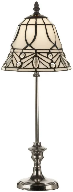 Casa Padrino Lampe de Table Tiffany de Luxe Blanc / Noir / Argent Ø 18 x H. 49 cm - élégante lampe de bureau - Accessoires Déco Ausverkauf