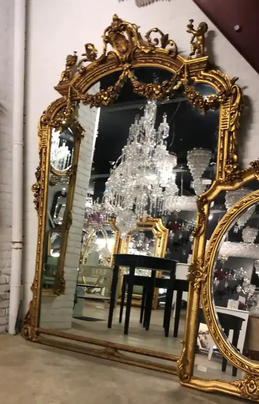 Online Kaufen Immense miroir baroque Casa Padrino or 220 x 160 cm avec motifs d'anges - style antique - exécution splendide lourde