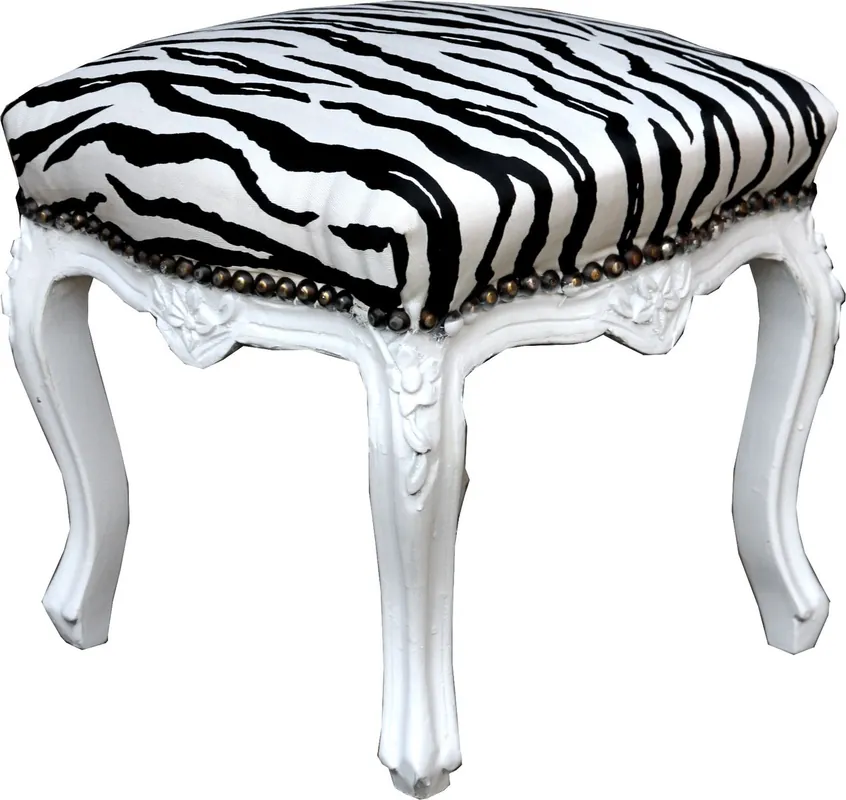 Top-Seller Pouf baroque Casa Padrino zèbre / blanc - Meubles style ancien - Tabouret