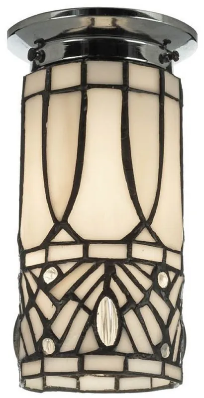 Begrenztes Angebot Casa Padrino Lampe de Plafonnier Tiffany de Luxe Blanc / Noir / Argent Ø 10 x H. 21 cm - Lampe de Plafonnier Rond - Accessoires Déco