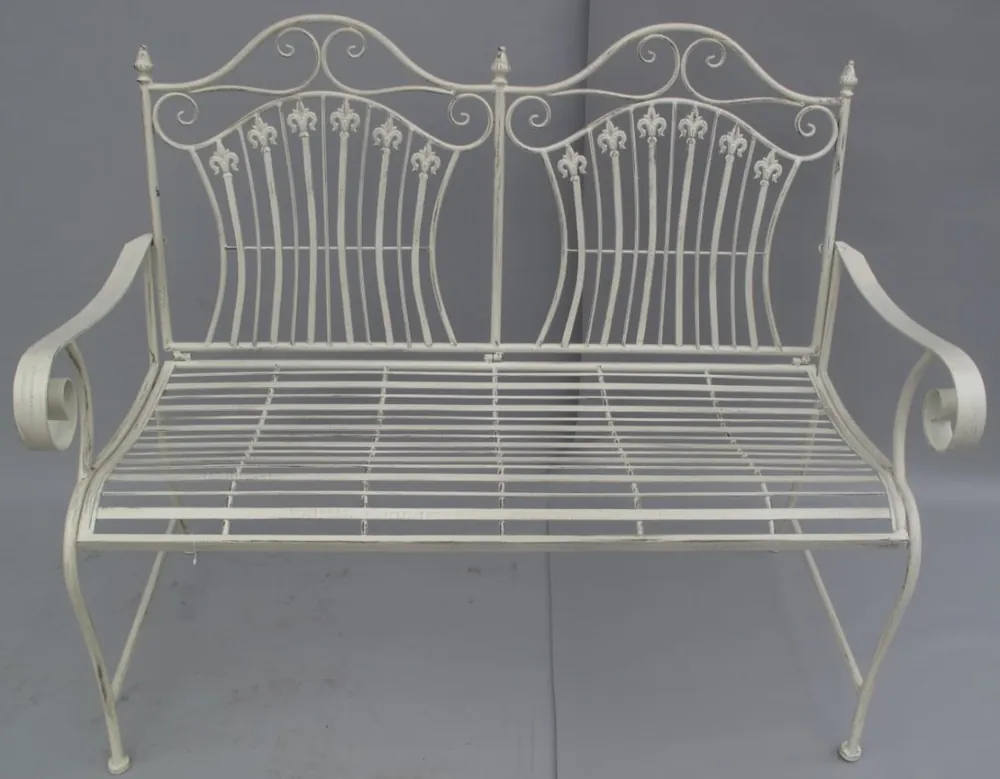Casa Padrino Banc de Jardin Art Nouveau Blanc Rustique 120 x 58 x H. 97 cm - Banc Nostalgique - Meubles de Jardin et Patio Schneller Versand