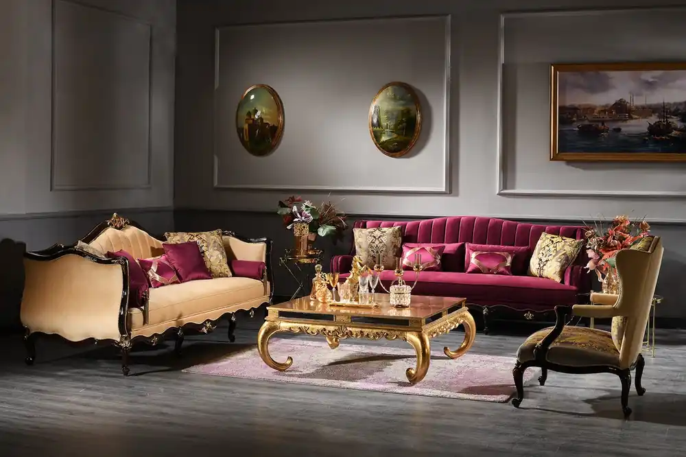 Casa Padrino Ensemble de Salon Baroque de Luxe - 2 Canapés et 2 Fauteuils et 1 Table Basse - Meubles Baroques - Nobles et Ornés - Qualité de Luxe - Fabriqué en Italie Bestseller