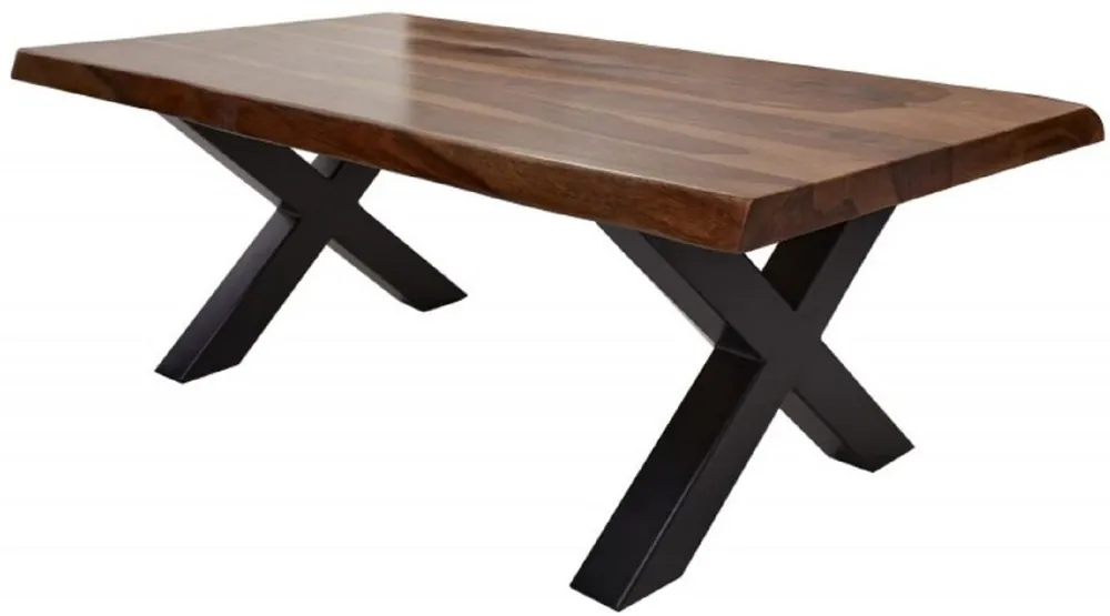 Preis Gesenkt Casa Padrino table basse en bois massif avec pieds en métal marron / noir 110 x 60 x H. 40 cm - Table de salon rectangulaire dans un look industriel - Meubles de salon