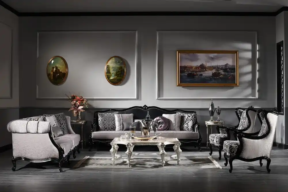 Markenprodukt Casa Padrino Ensemble de Salon Baroque de Luxe - 2 Canapés et 2 Fauteuils et 1 Table Basse - Meubles de Salon de Style Baroque - Nobles et Ornés - Qualité de Luxe - Fabriqué en Italie