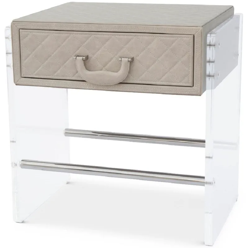 Casa Padrino table de chevet de luxe avec tiroir cappuccino / argent 59 x 53 x H. 72 cm - Table d'appoint élégante en cuir de haute qualité - Mobilier de Chambre de Luxe Nur Heute