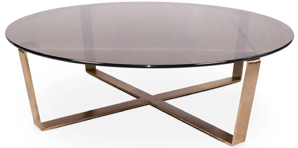 Casa Padrino table basse de luxe bronze / or rose Ø 105 x H. 38 cm - Table de salon ronde avec plaque de verre et structure en acier inoxydable - Mobilier de Luxe Jetzt Kaufen