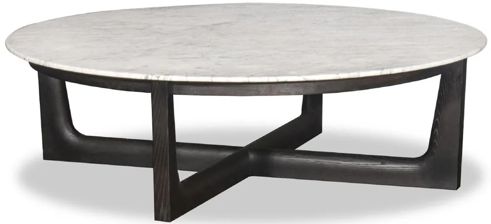 Sonderangebot Casa Padrino table basse de luxe blanc / noir Ø 120 x H. 35 cm - Table de salon ronde en bois massif avec plateau en marbre - Meubles de salon de luxe
