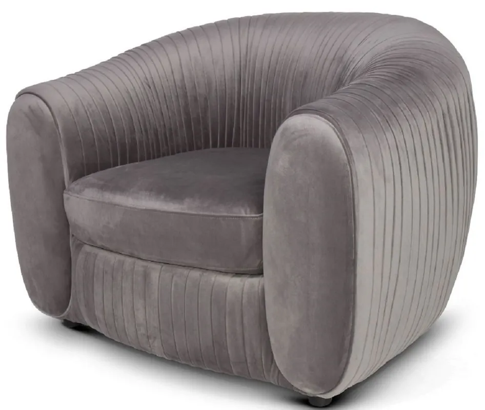 Echt Casa Padrino fauteuil de luxe en velours gris 98 x 88 x H. 74 cm - Fauteuil de salon élégant - Meubles de Luxe