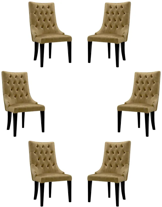 Jetzt Bestellen Casa Padrino ensemble de chaise de salle à manger baroque de luxe or / noir / argent 54 x 55 x H. 110 cm - Chaises de cuisine nobles en tissu velours - Ensemble de chaises baroques de 6