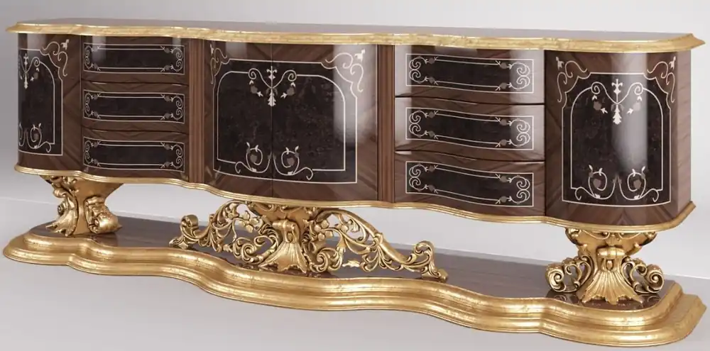 Casa Padrino buffet baroque de luxe brun / or antique 305 x 50 x H. 115 cm - Meuble de salon magnifique - Noble et Magnifique Preis Gesenkt