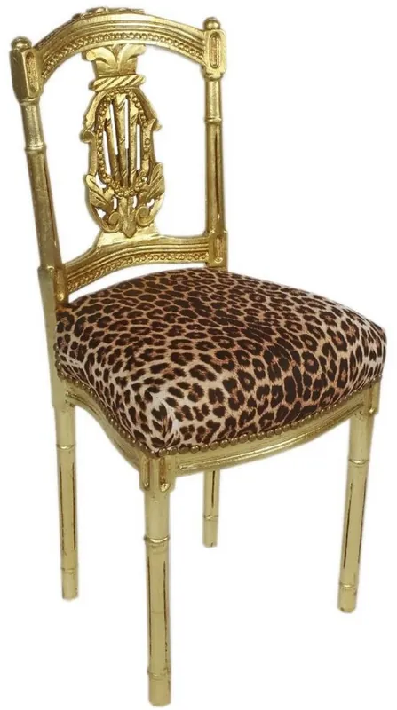 Casa Padrino chaise pour femme baroque léopard / or 40 x 35 x H. 85 cm - Chaise style antique fait main - Mobilier Baroque Neu Im Sortiment