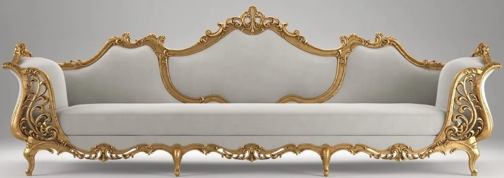 Online Kaufen Casa Padrino canapé de salon baroque de luxe en velours gris / or antique 332 x 100 x H. 115 cm - Meubles de salon magnifique de style baroque