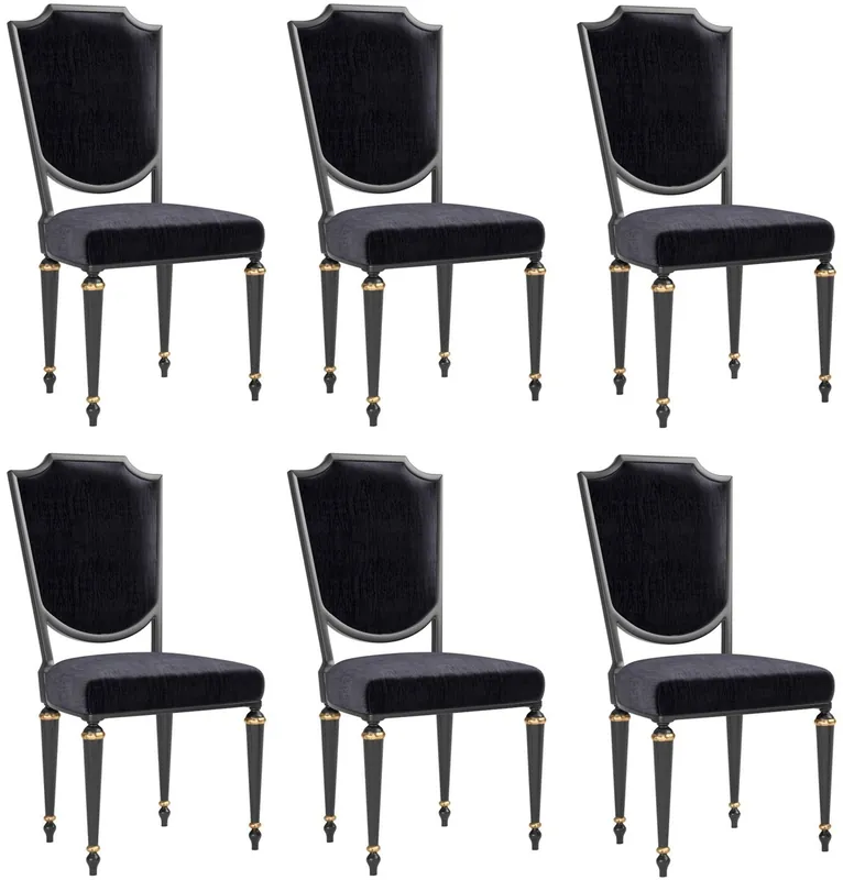 Casa Padrino ensemble de chaise de salle à manger baroque de luxe noir / or antique 50 x 50 x H. 105 cm - Chaises de cuisine nobles - Ensemble de chaises baroques de 6 - Meubles de salle à manger Preis Gesenkt