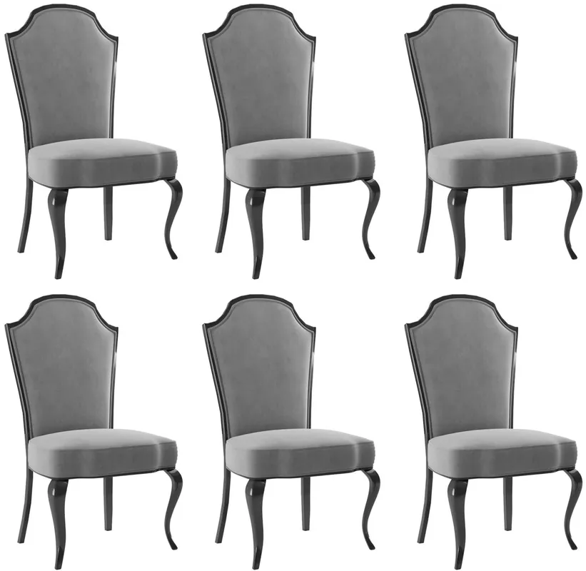 Schneller Versand Casa Padrino ensemble de chaise de salle à manger baroque de luxe gris / noir 55 x 53 x H. 113 cm - Ensemble de 6 chaises de cuisine baroques - Mobilier de salle à manger de style baroque