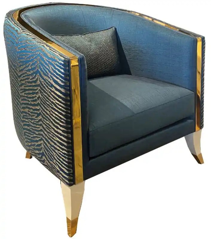 Markenprodukt Casa Padrino fauteuil de salon de luxe bleu / crème / or 80 x 85 x H. 85 cm - Meubles de salon de luxe - Qualité de Luxe