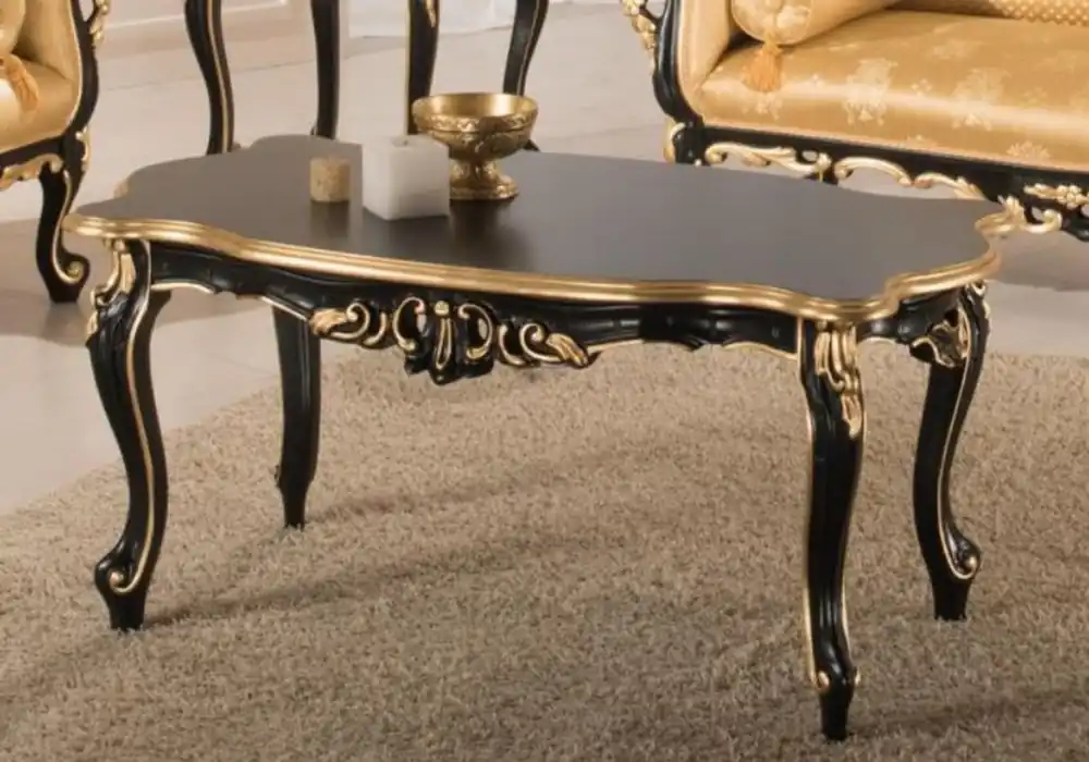Casa Padrino table basse baroque de luxe noir / or 103 x 62 x H. 49 cm - Table de salon noble de style baroque - Mobilier de salon baroque Must-Have